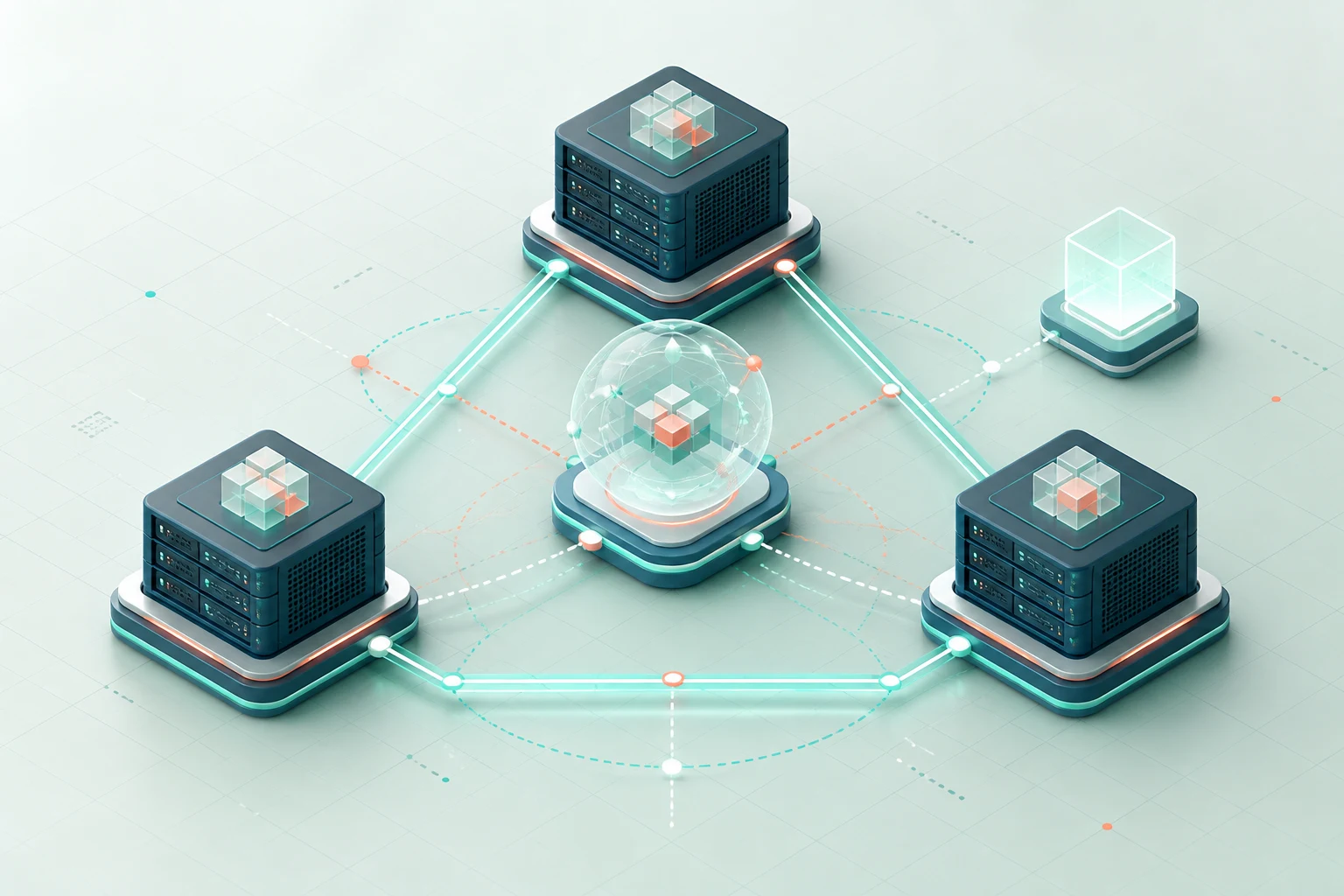 Three resilient virtualization nodes connected around a central cluster hub